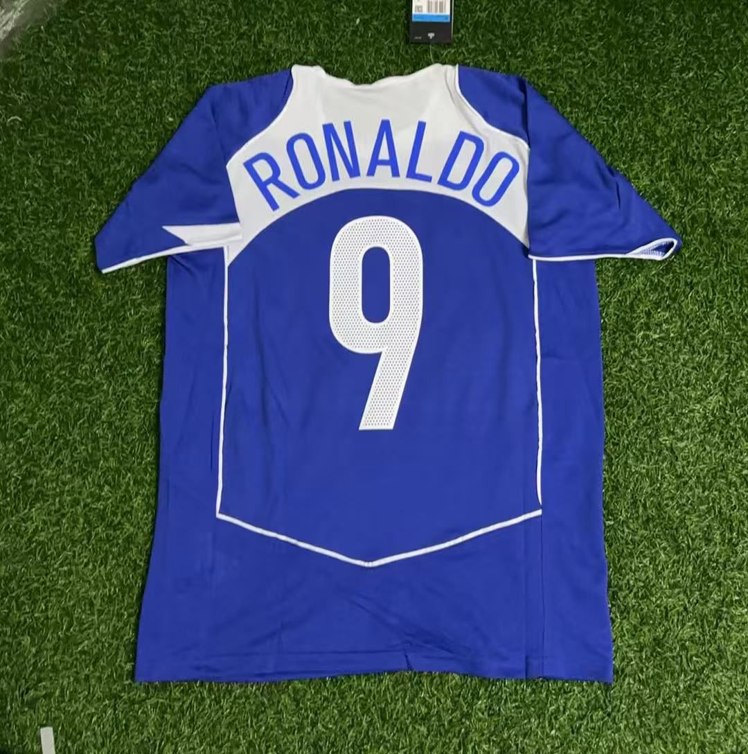 2004 Ronaldo Nazario Brazil Blue Retro Football Jersey Collection – Back View