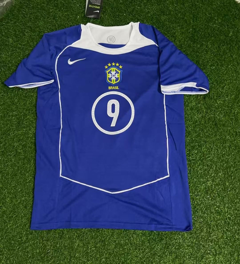 2004 Ronaldo Nazario Brazil Blue Retro Football Jersey Collection – Front View