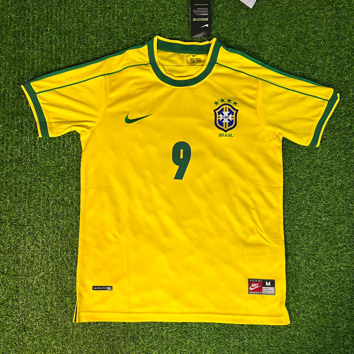 Ronaldo Nazario Brazil 1998 World Cup Retro Football Jersey – Front View