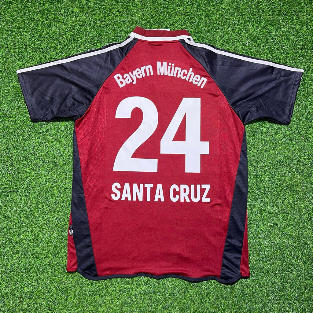 2001/02 Roque Santa Cruz Bayern Munich Red Retro Football Jersey – Back View