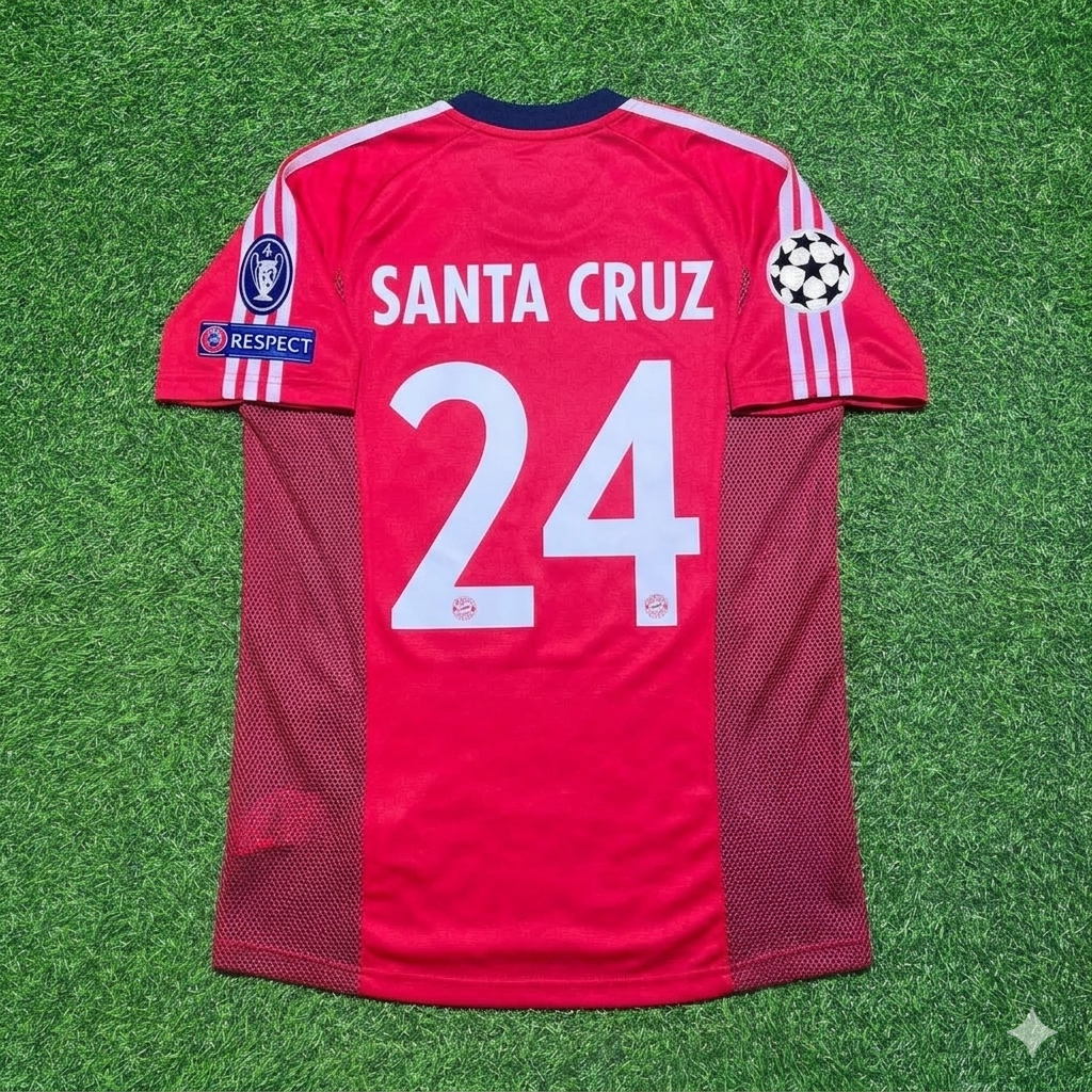 Bayern München 2002/2003 Season Home Red Retro Jersey – Roque Santa Cruz – Back View