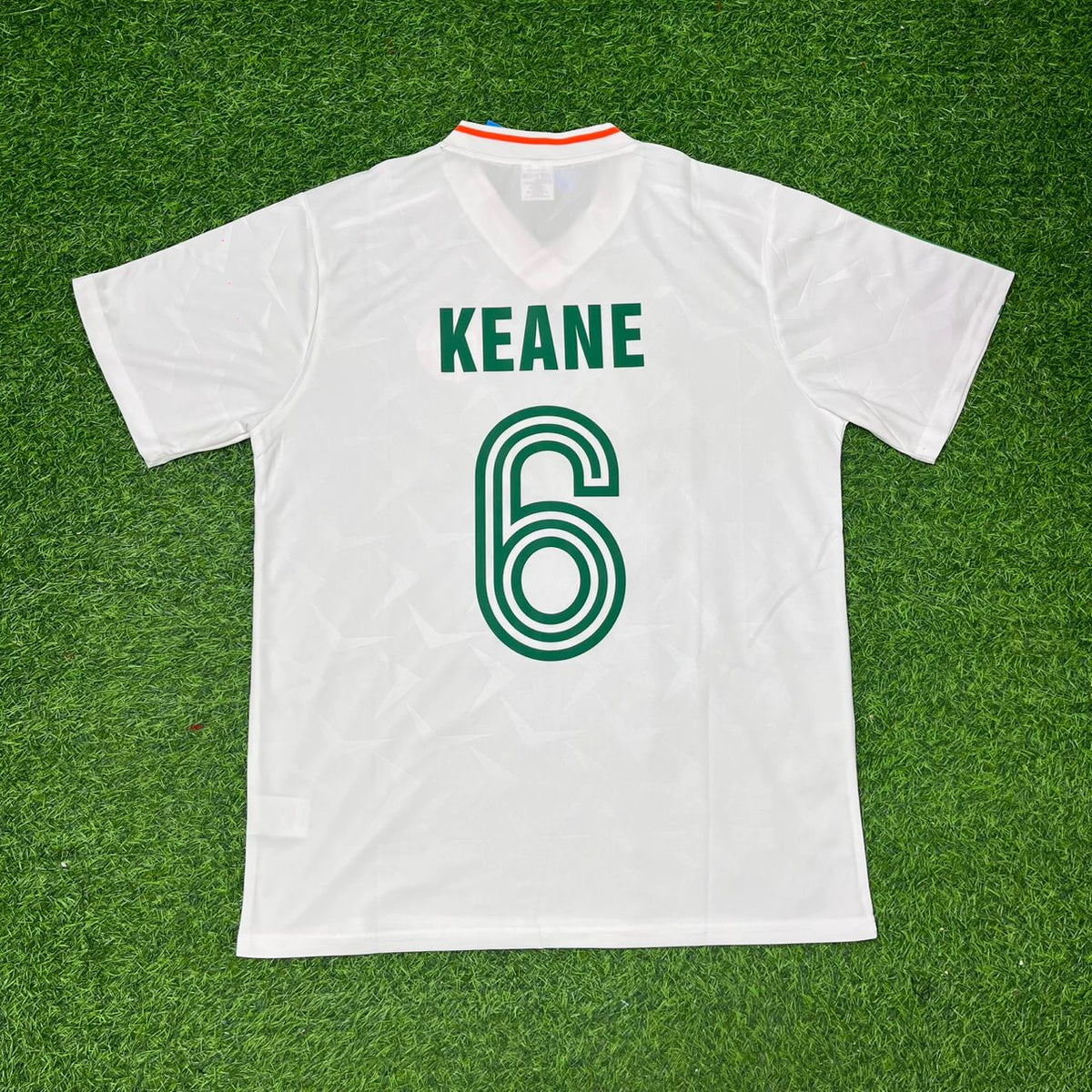 Ireland White Legendary Anniversary Retro Football Jersey – Roy Keane – Back View