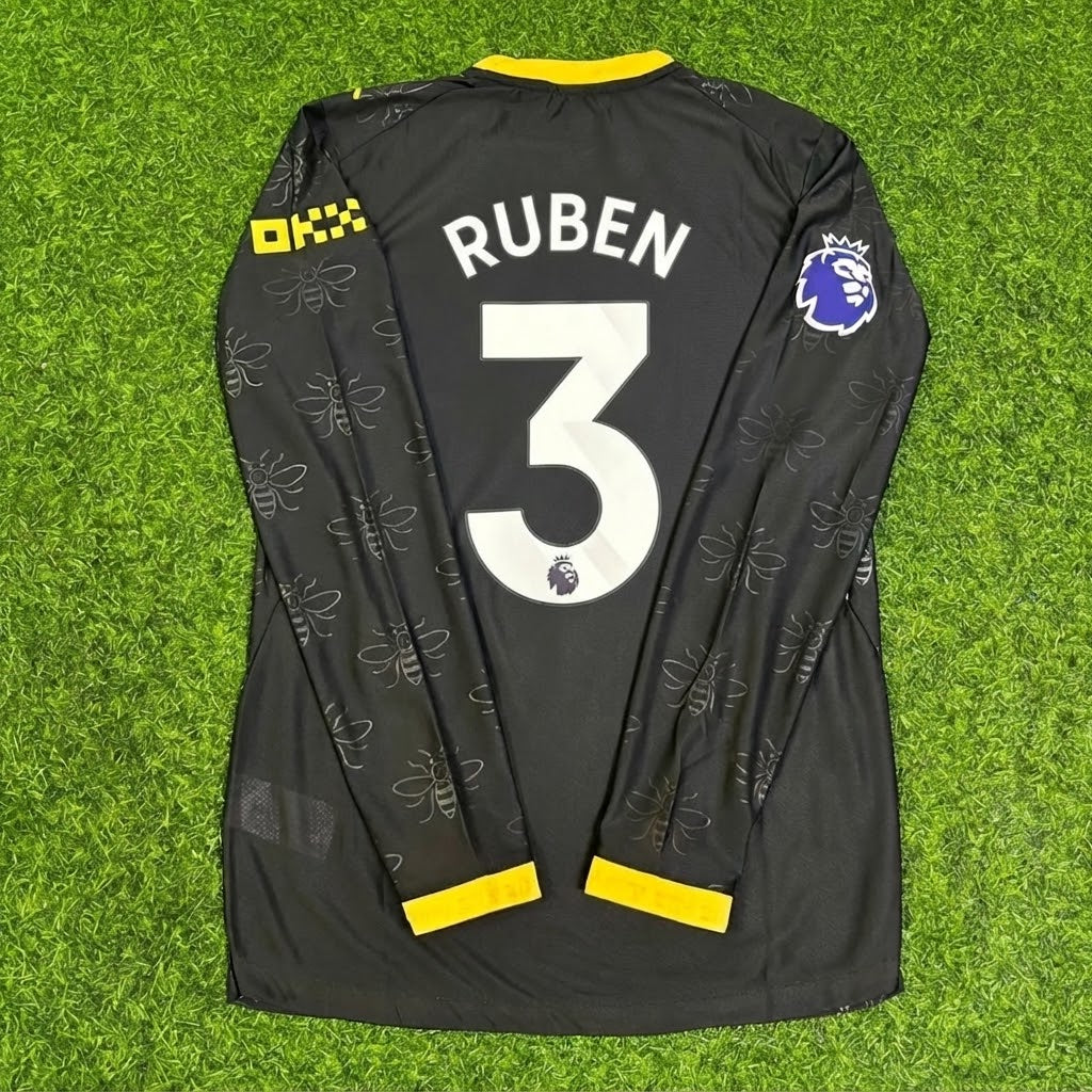 Ruben Dias #3 Manchester City 2026/2027 New Season Away Black Long Sleeve Jersey – Back View