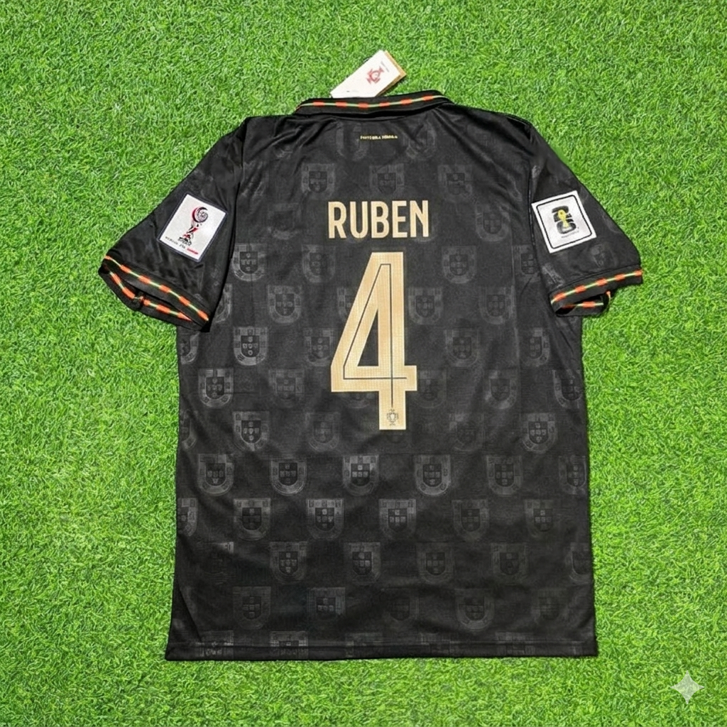 Rúben Dias #4 Portugal 2026 World Cup Black Football Jersey – Back View