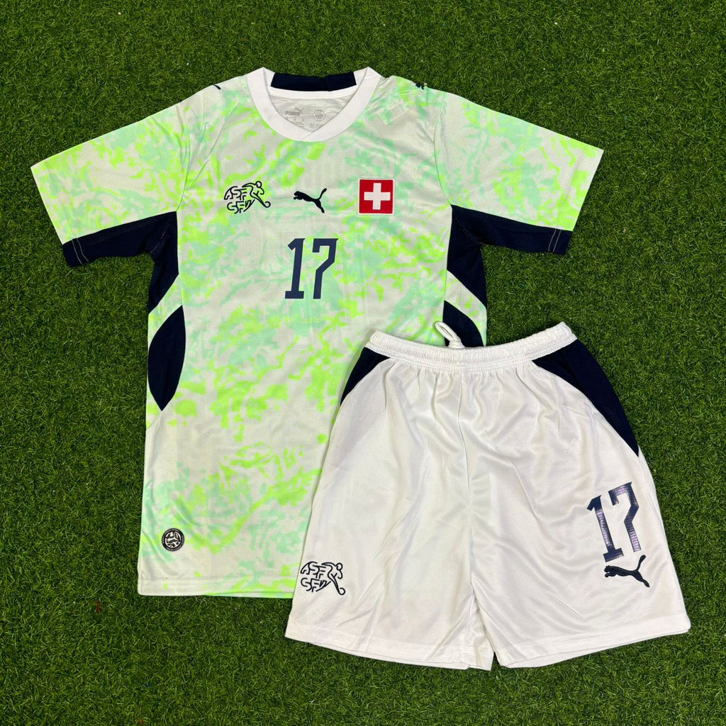 Ruben Vargas #17 Switzerland 2026 World Cup Away Kids Kit Jersey – Front View