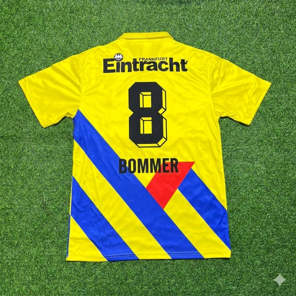 1993/96 Rudi Bommer Eintracht Frankfurt Retro Yellow Football Jersey – Back View