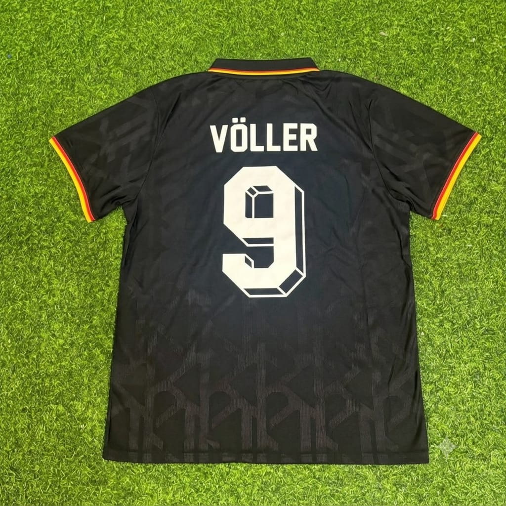 Rudi Völler Germany Black Polo Retro Commemorative Jersey – Back View