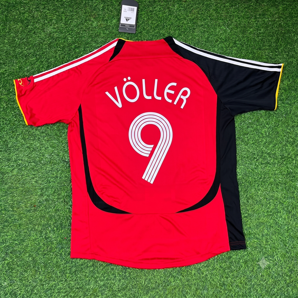 Rudi Völler Germany Red Black Retro Football Jersey – Back View