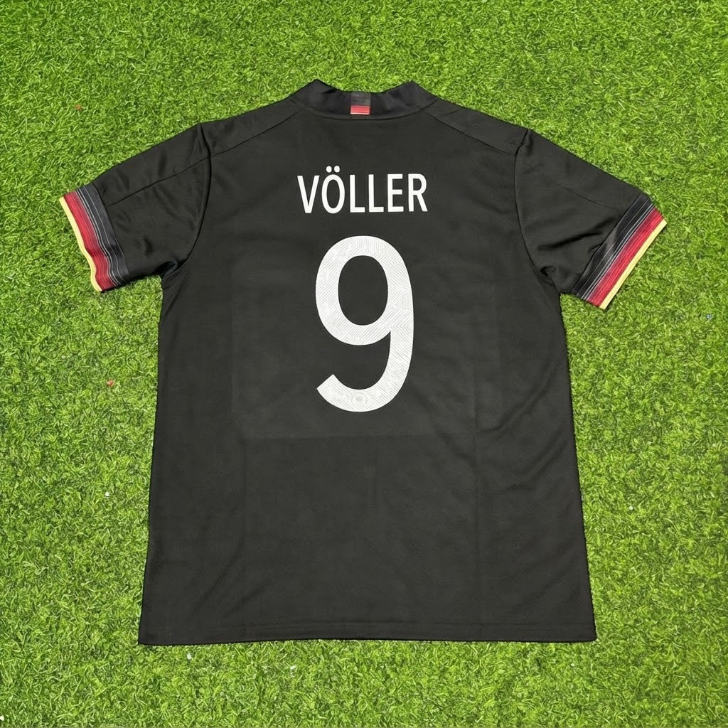 Rudi Völler #9 Germany Black Retro Football Jersey – Back View