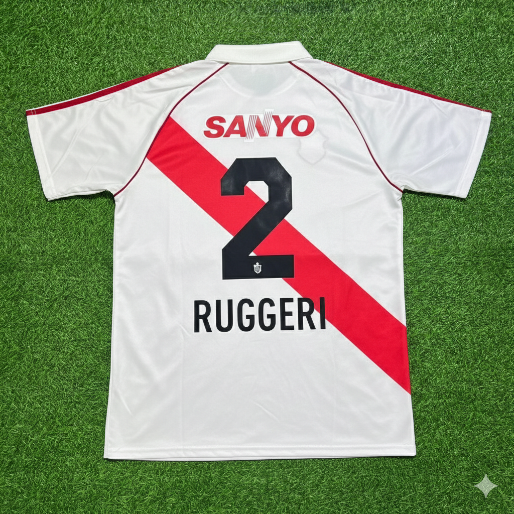 Oscar Ruggeri River Plate Retro Home Football Jersey – Back View