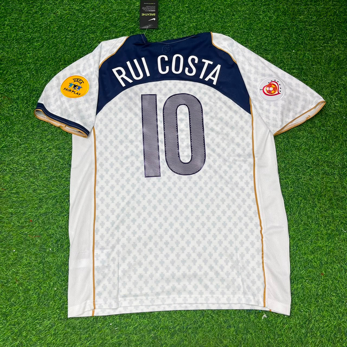 2004 Portugal EURO Rui Costa 10 Retro White Away Football Jersey – Back View