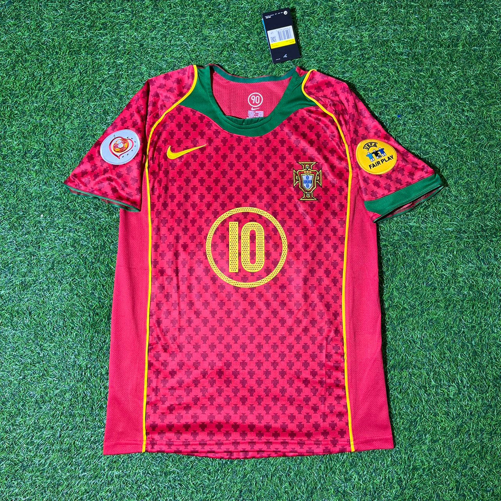 2004 Rui Costa EURO Retro Home Red Football Jersey – 4