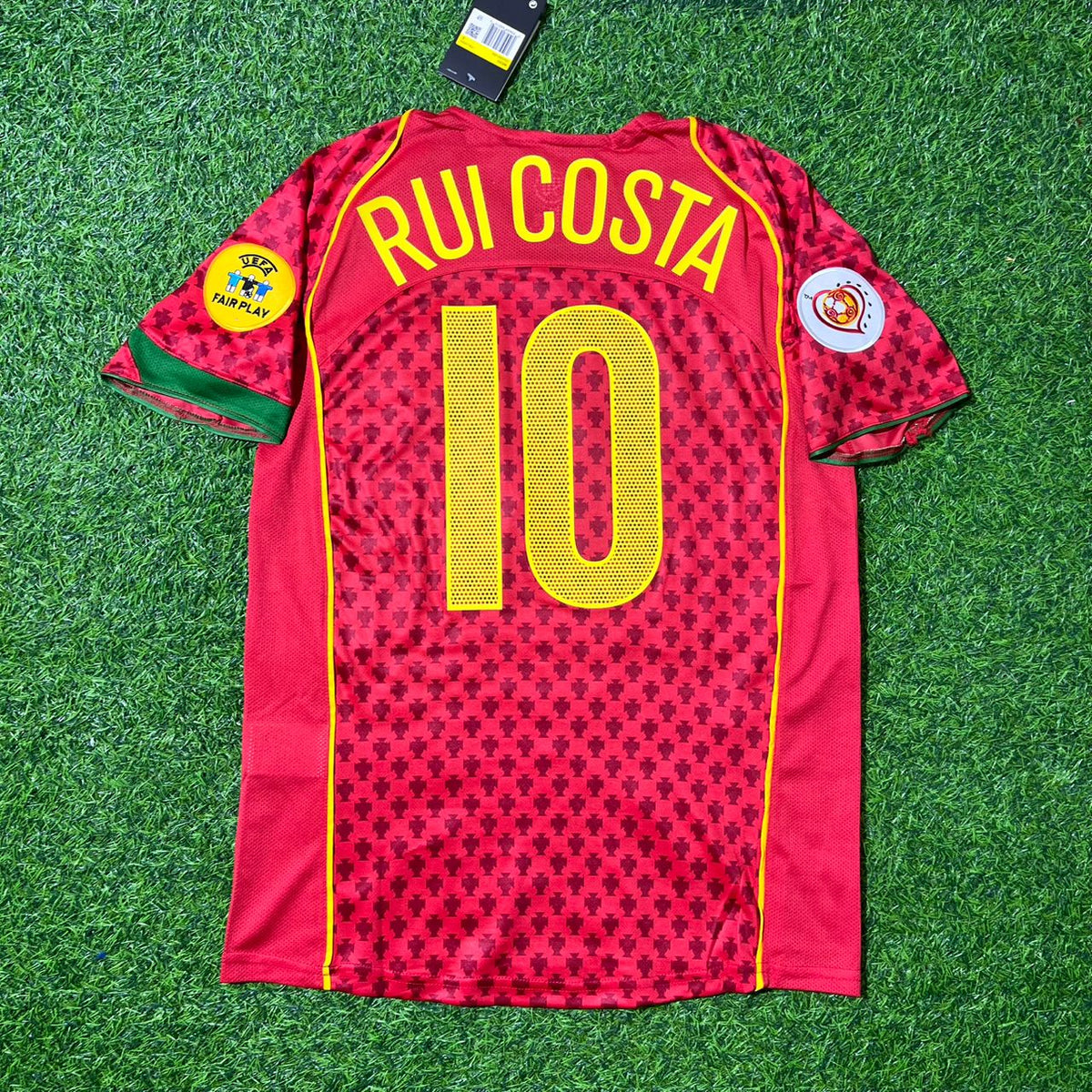 2004 Rui Costa EURO Retro Home Red Football Jersey – Front View