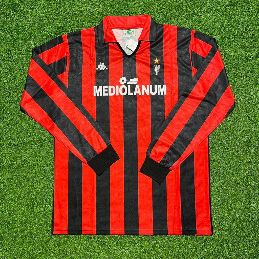 AC Milan 1989/90 Retro Long Sleeve Football Jersey – Ruud Gullit #10 – Front View