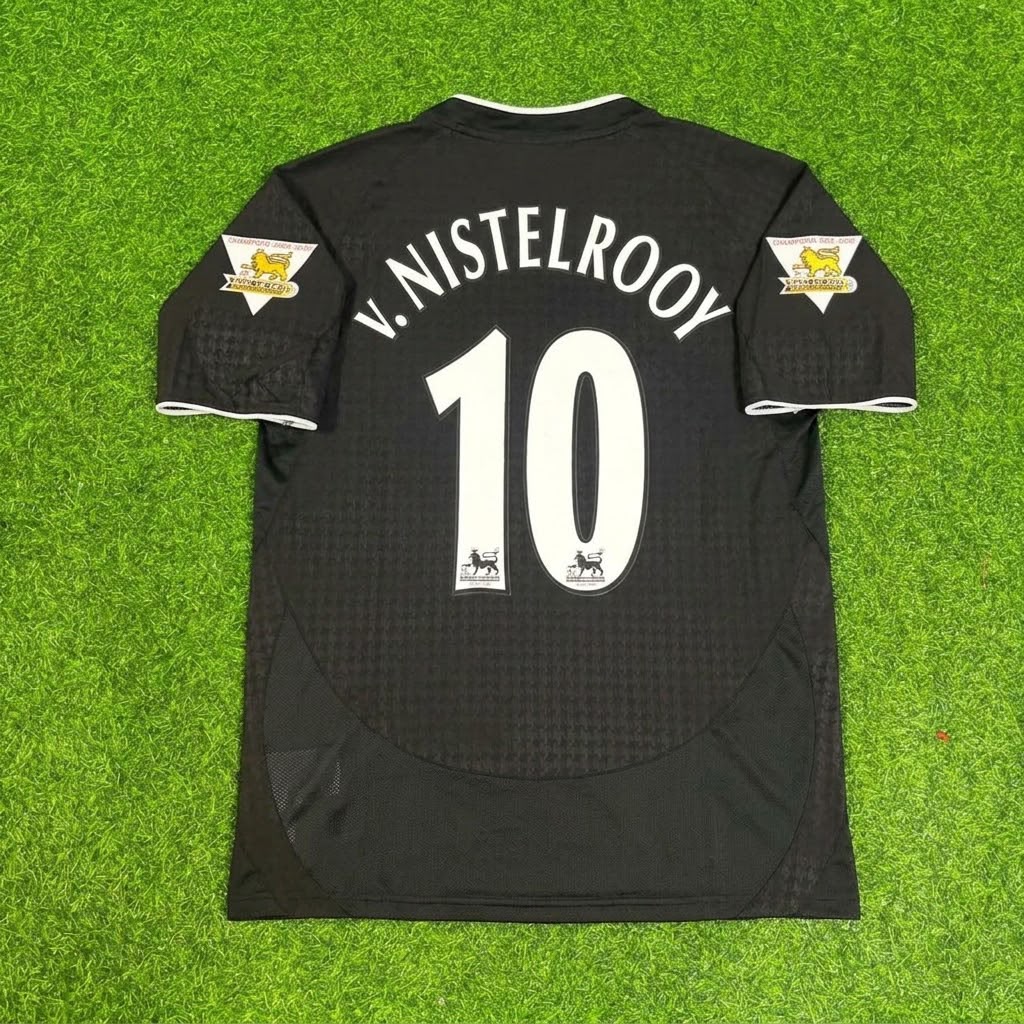Ruud van Nistelrooy Manchester United 2003-2004 Away Black Retro Football Jersey – Back View