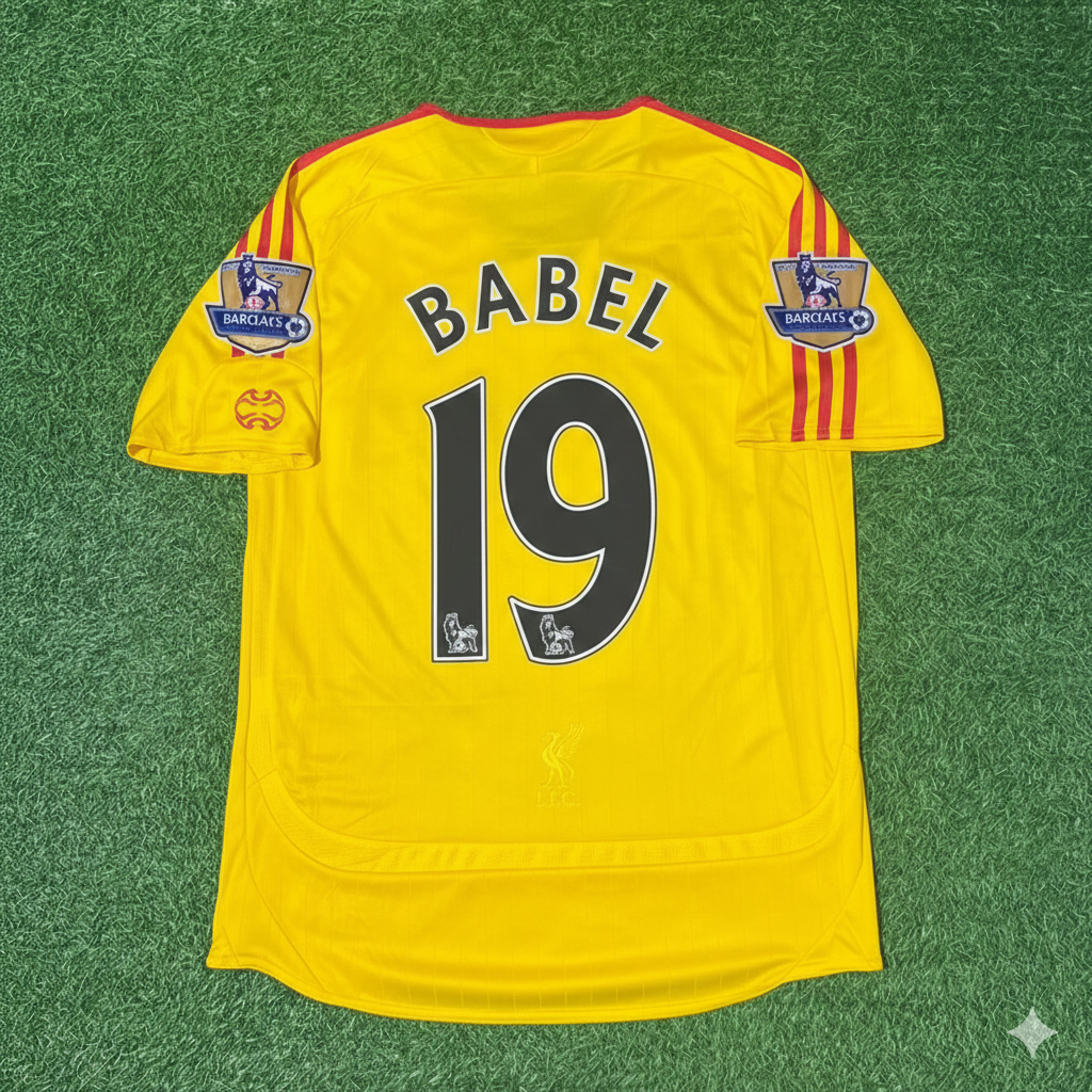 2006/07 Ryan Babel Liverpool Yellow Retro Football Jersey Collection – Back View