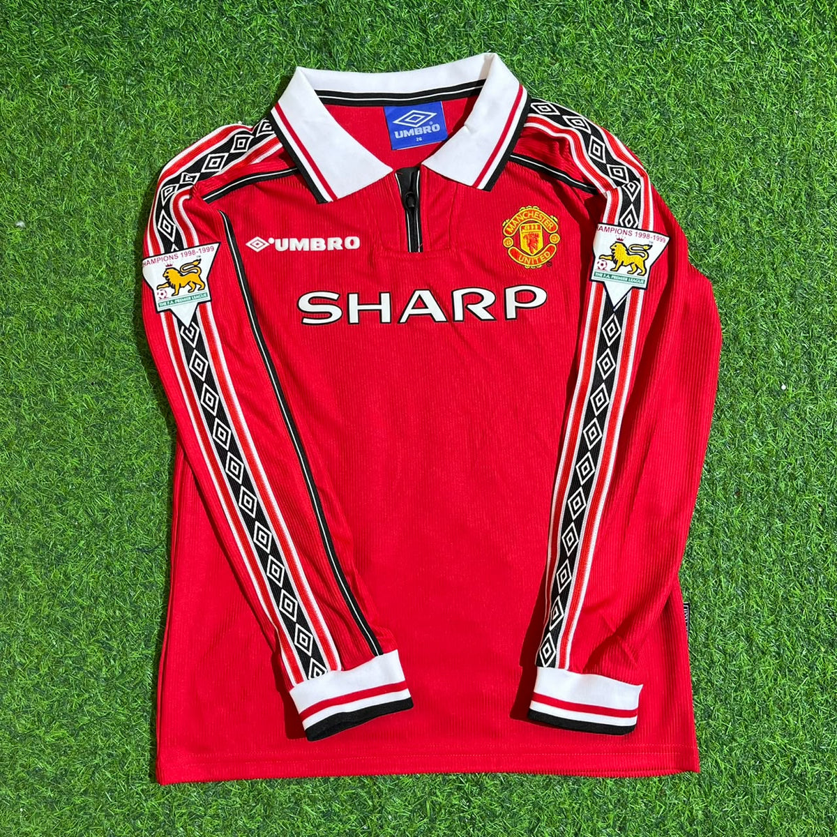 Ryan Giggs 11 - Manchester United 1999 Red Long Sleeve Kids Kit Jersey – 4