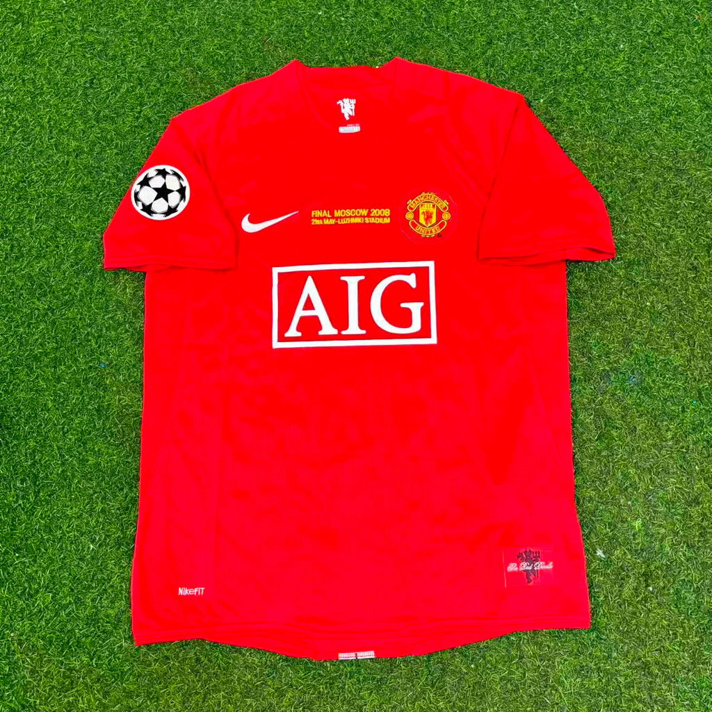 Ryan Giggs Manchester United Champions League Final Moscow 2008 Retro Red Football Shirt – Front View