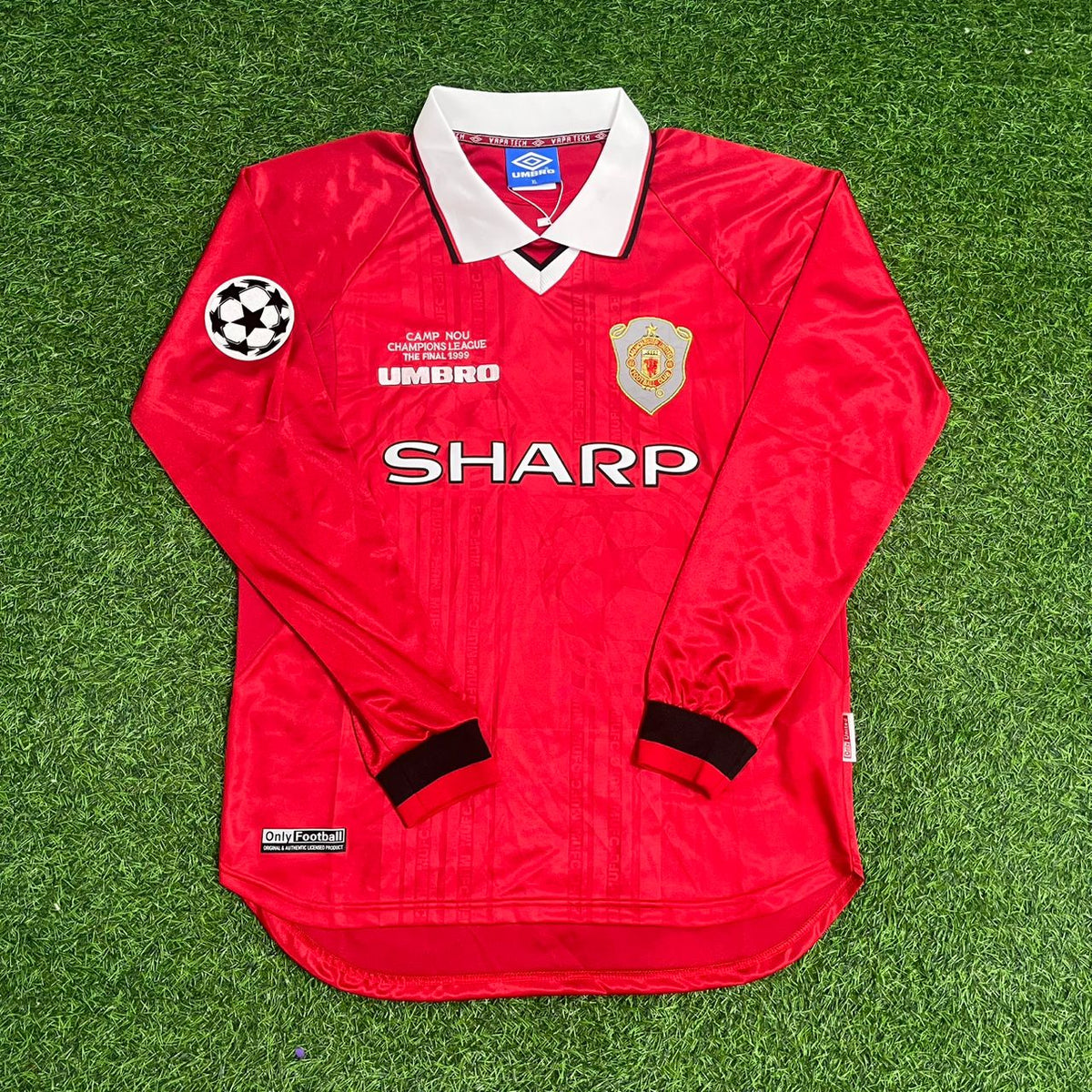 Ole Gunnar Solskjaer Manchester United 1999 Champions League Final Retro Football Jersey – Front View