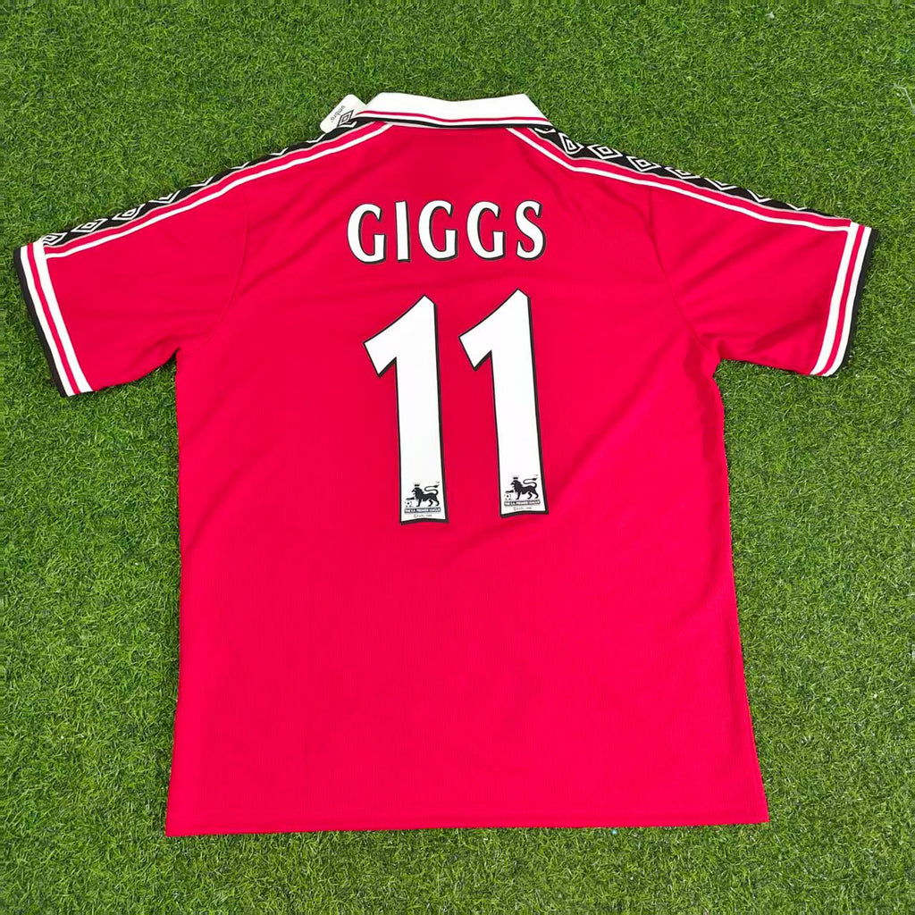 1999 Ryan Giggs Manchester United Red Retro Football Jersey – Back View