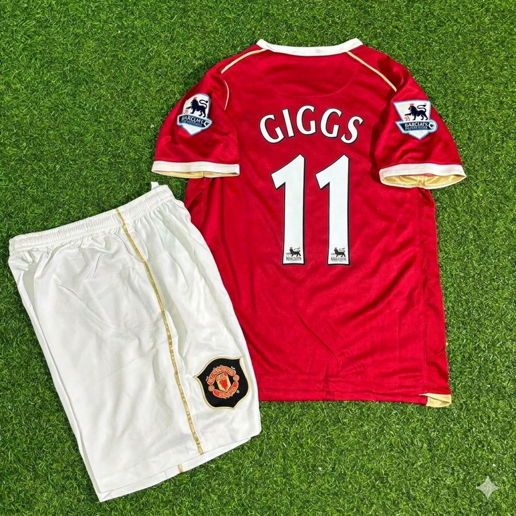 2006/07 Ryan Giggs #11 Manchester United Kids Home Football Jersey – Back View