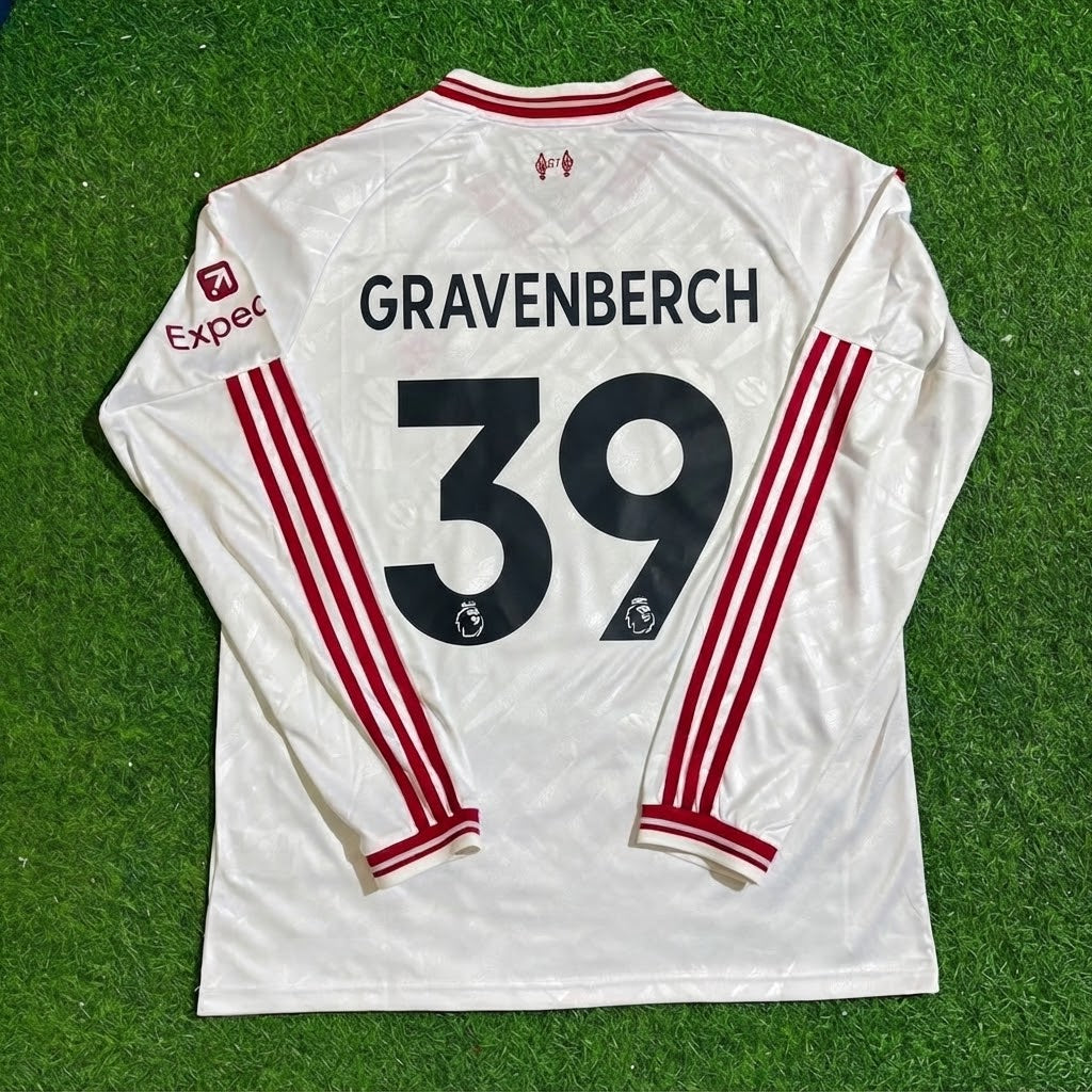 Ryan Gravenberch #39 Liverpool 2027 New Season Long Sleeve Away White Football Jersey – Back View