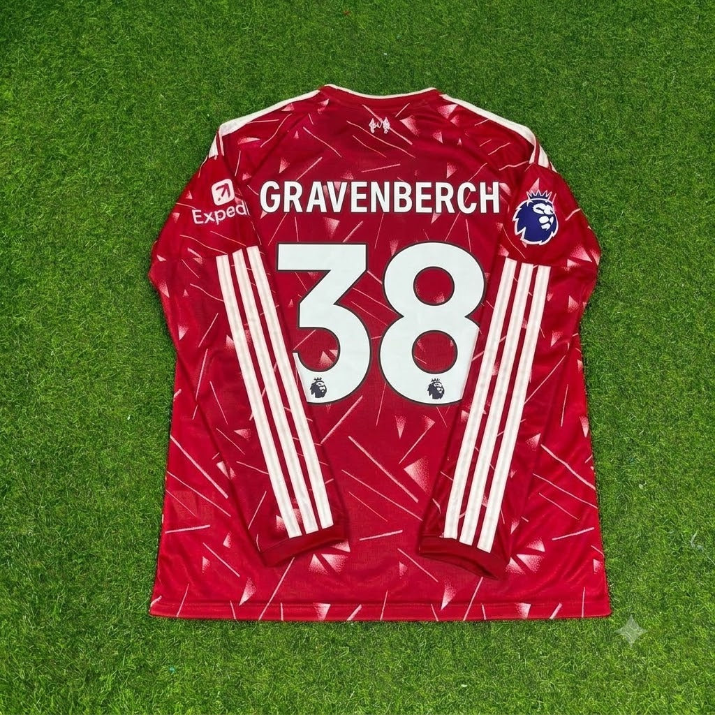2027 Ryan Gravenberch Liverpool Long Sleeve Home Football Jersey – Back View