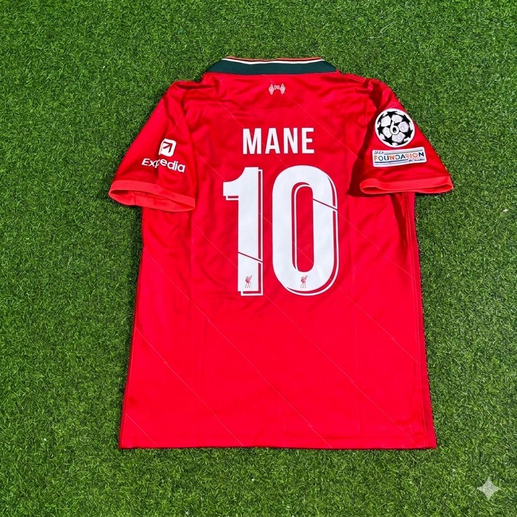 2022 Sadio Mane #10 Liverpool Champions League Final Home Retro Football Jersey – Back View