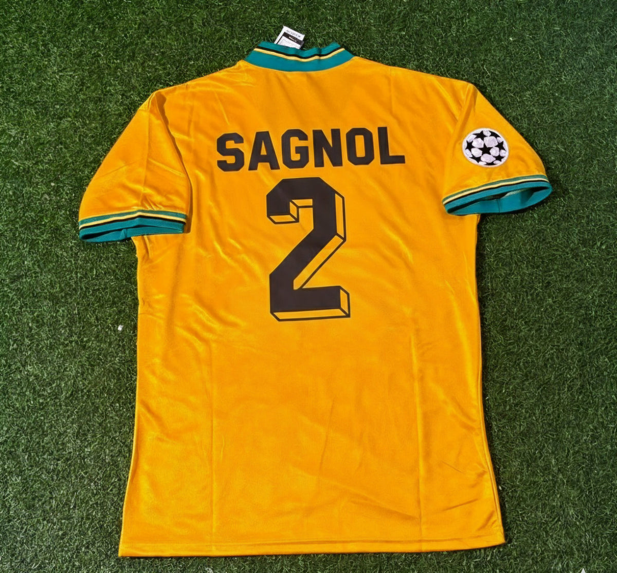 Bayern Munich Yellow Retro Football Jersey – Willy Sagnol – Back View
