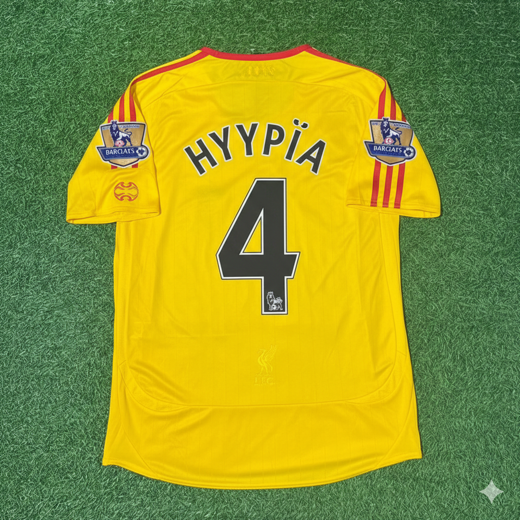 Liverpool 2006/2007 Yellow Retro Football Jersey – Sami Hyypiä – Back View