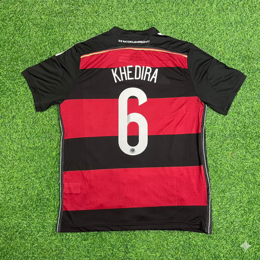 Sami Khedira Germany Deutschland 2014 World Cup Brazil Black Red Retro Jersey – Back View