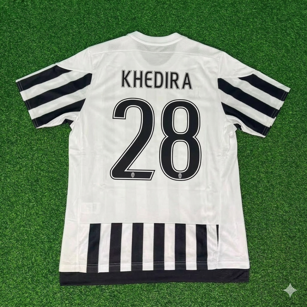 Juventus 2015-2016 Retro Home Football Jersey – Sami Khedira 28- – Back View