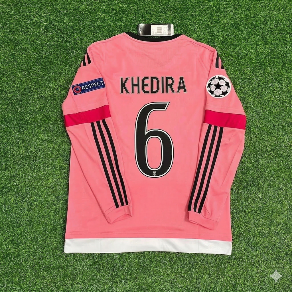 Juventus Pink Retro 2015-2016 Pink Jersey – Sami Khedira – Back View