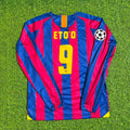 Samuel Eto'o Barcelona 2005-2006 Long Sleeve Kids Retro Football Jersey – Back View