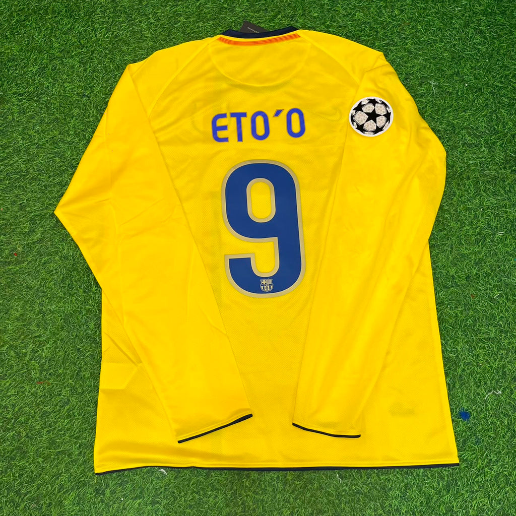 Barcelona 08/09 Season Yellow Away Retro Jersey – Samuel Eto'o FC – Back View