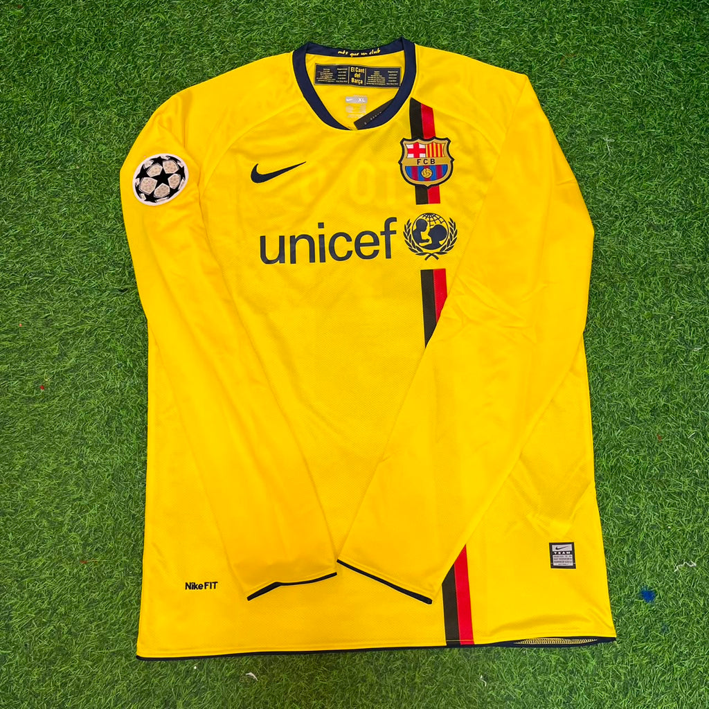 Barcelona 08/09 Season Yellow Away Retro Jersey – Samuel Eto'o FC – Front View