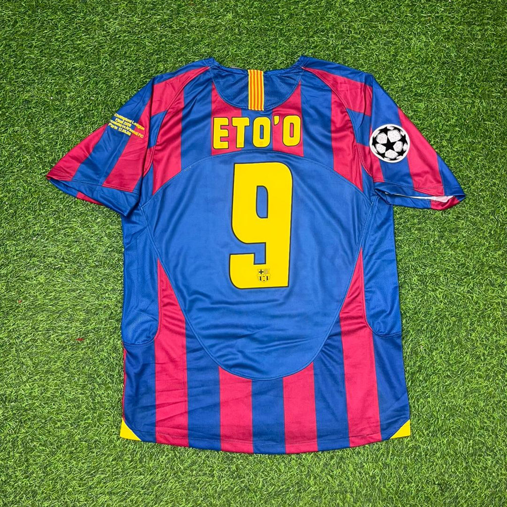 2006 Samuel Eto'o Barcelona Final Retro Short Sleeve Football Jersey – Back View