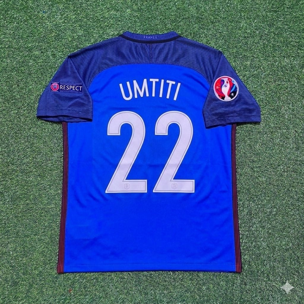 France Euro 2016 Home Retro Football Jersey – Samuel Umtiti #22 – Back View