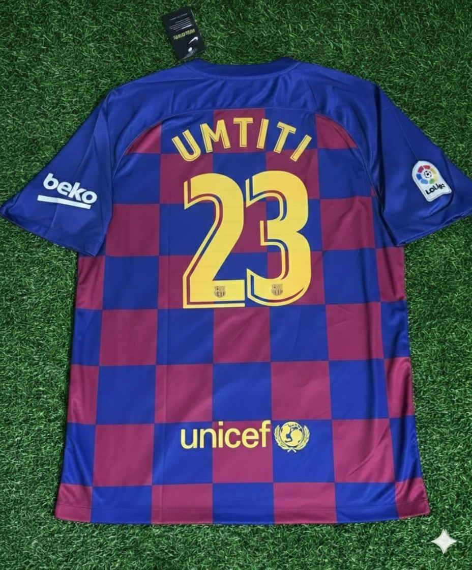 Barcelona 2019/20 Home Retro Jersey – Samuel Umtiti – – Back View