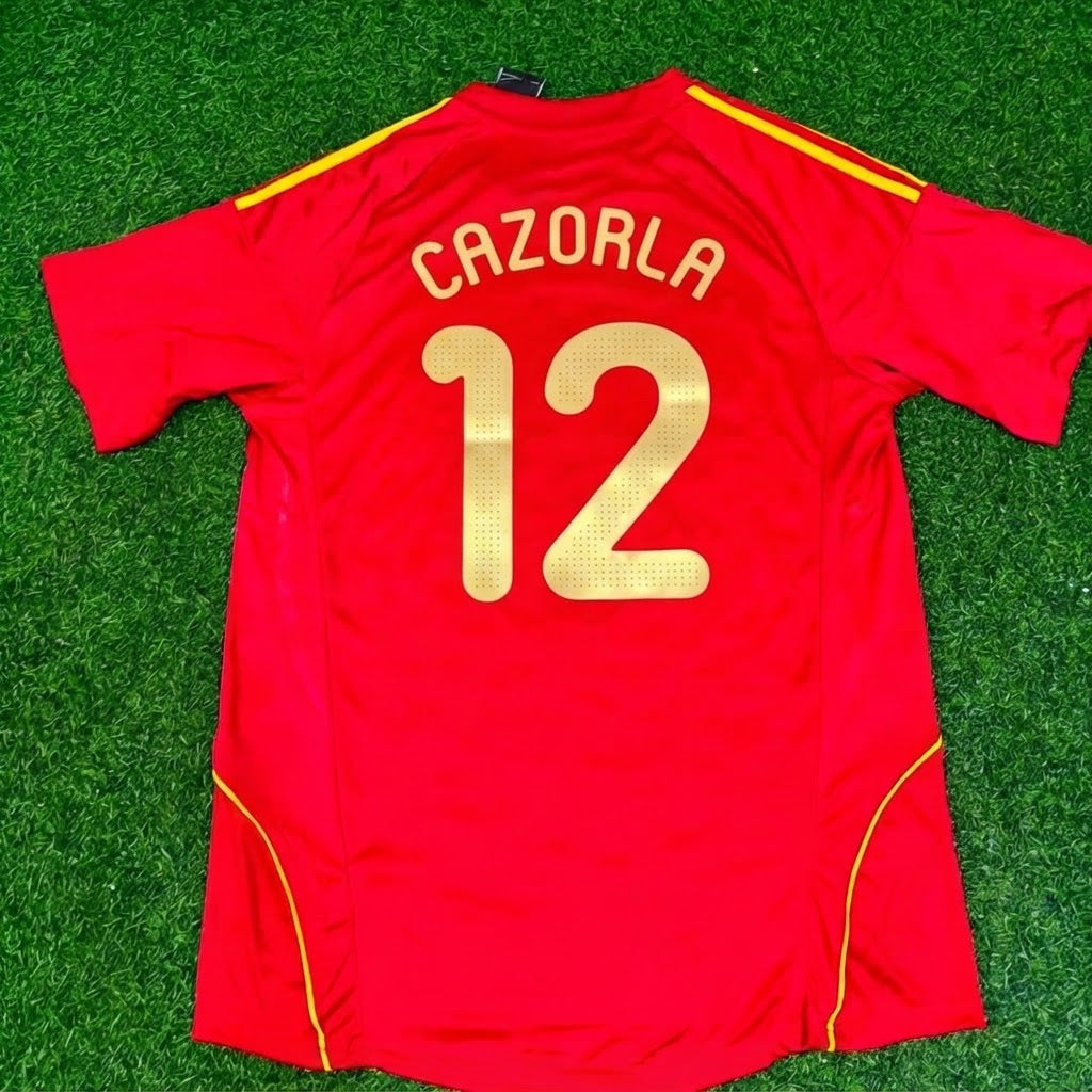 Santi Cazorla #12 Spain EURO 2008 Red Home Retro Football Jersey – Back View