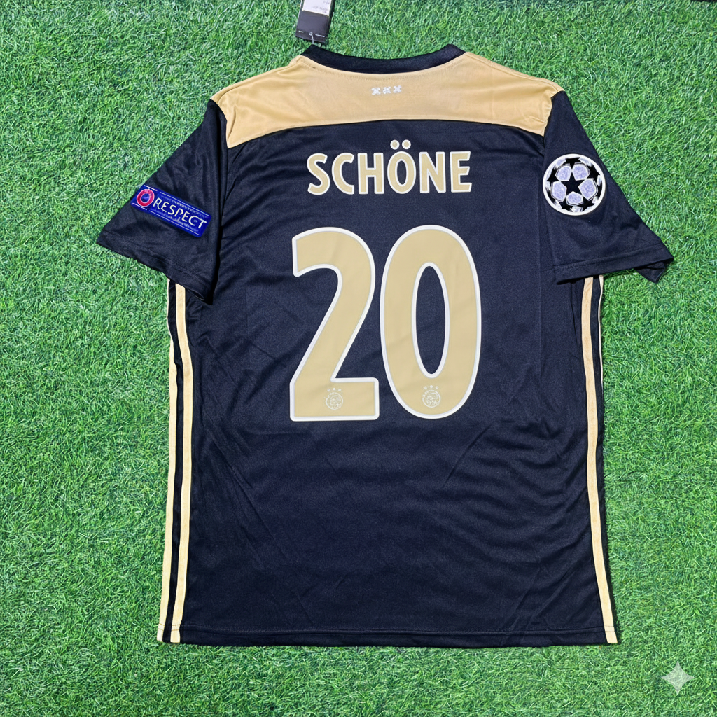 2018 Lasse Schöne Ajax 2019 Champions League Black Retro Football Jersey – Back View