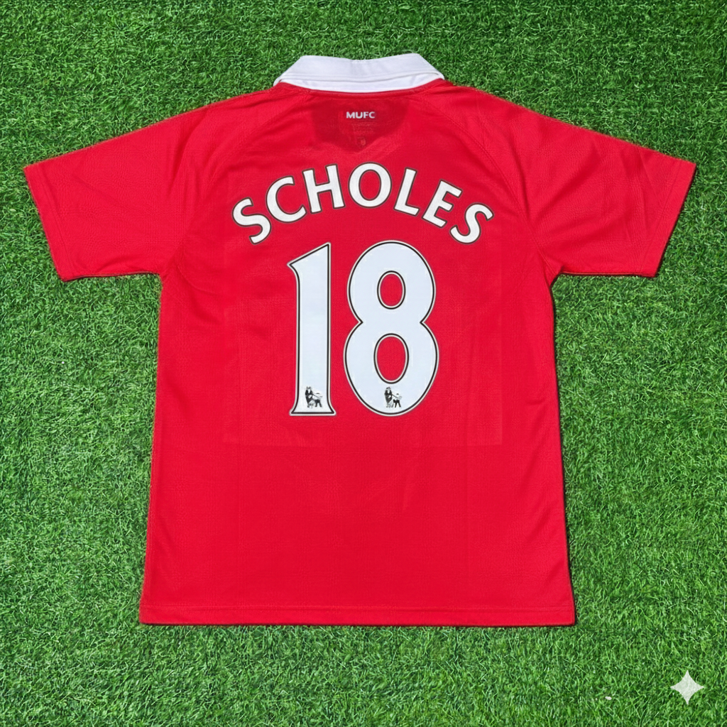 Manchester United 2010/2011 Retro Home Football Jersey – Paul Scholes – Back View