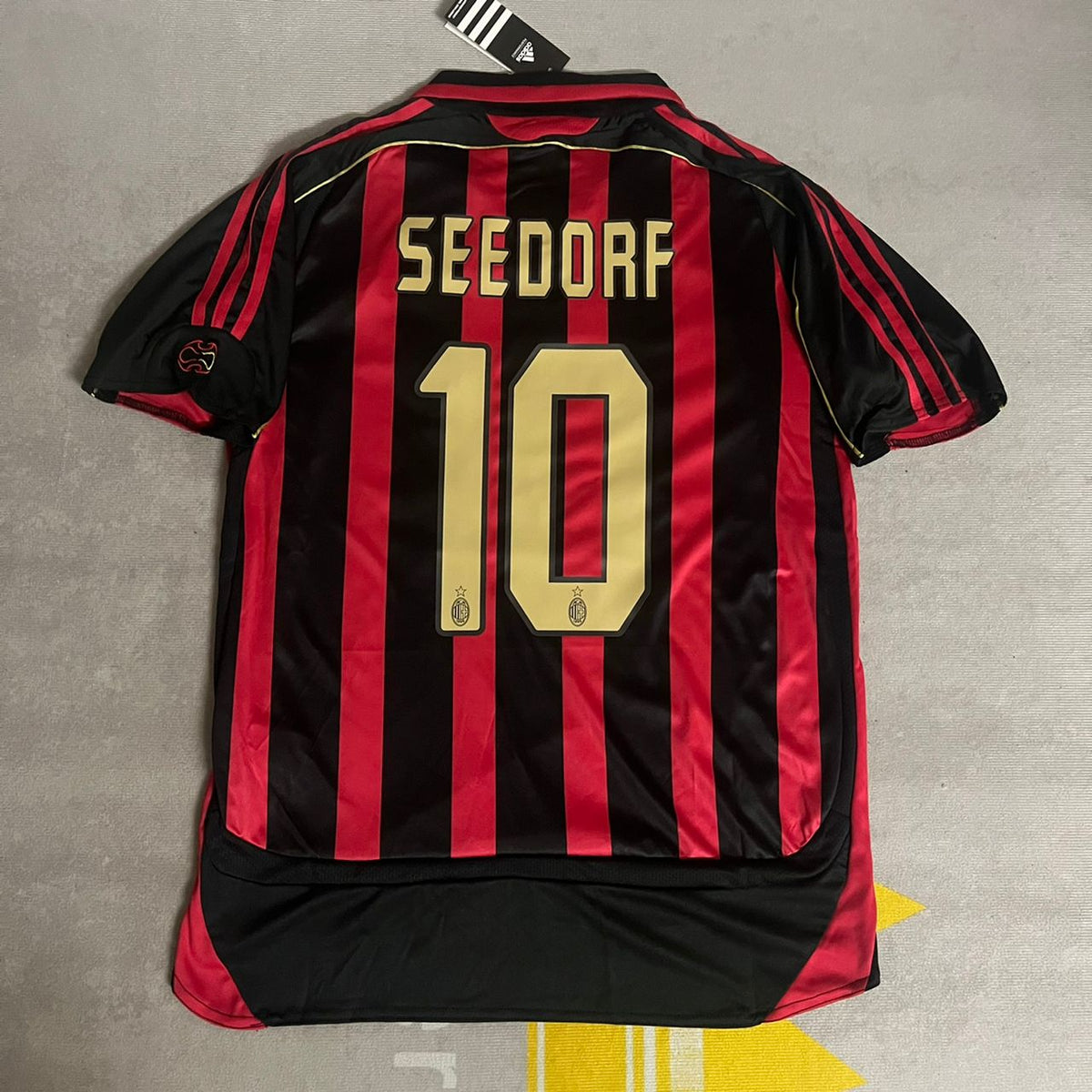 Clarence Seedorf 10 – AC Milan 2008-2009 Home Gold Printing Retro Kit Jersey – | | – 6