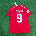 Semih Senturk Turkey EURO 2008 Red Retro Football Jersey – Back View