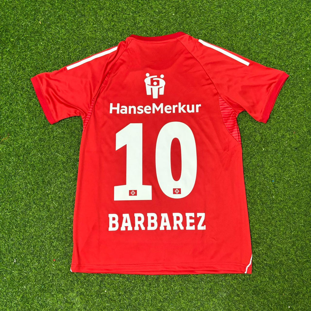 Sergej Barbarez Hamburger SV Red Retro Football Jersey – Back View