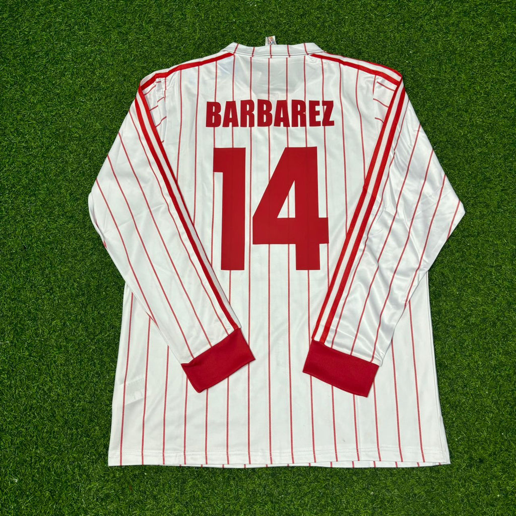 Sergej Barbarez Hamburger SV Weißes Langarm Retro Fussballtrikot Jersey – Back View