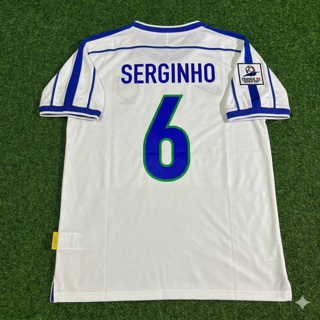 1998 Brazil World Cup Serginho #6 Retro Football Jersey – Back View
