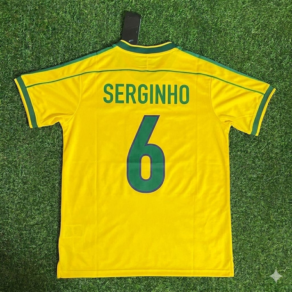 Brazil 1998 World Cup Retro Jersey – Serginho #6 – Back View