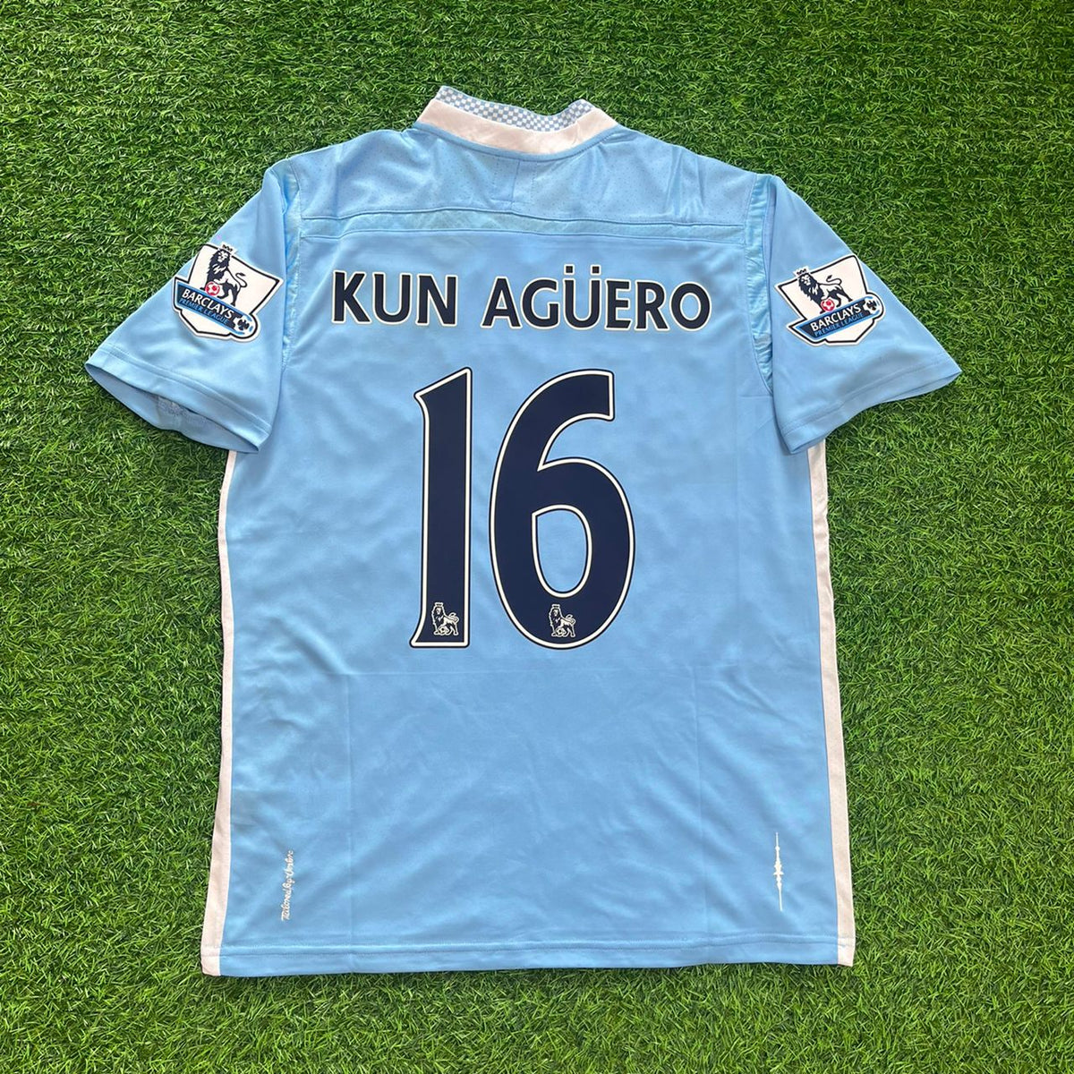 2011/12 Sergio Agüero Manchester City Home Retro Football Jersey – Back View