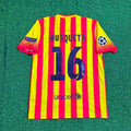 Sergio Busquets 16 - Barcelona 2013/2014 Yellow Red Retro Jersey – Back View